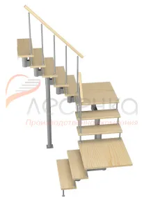 Модульная лестница Комфорт 225 2475-2585, Серый, Сосна, Крашеная Модульная лестница Комфорт 225 2475-2585, Серый, Сосна, Крашеная