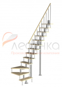 Модульная малогабаритная лестница Компакт 2925-3150, Серый, Сосна, Крашеная