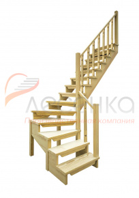 Деревянная межэтажная лестница ЛЕС-09 2900 проем 2580-900, Сосна