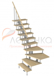 Модульная лестница Фаворит 225 2250-2350, Серый, Сосна, Крашеная