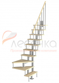 Модульная малогабаритная лестница Компакт 2250-2475, Серый, Сосна, Крашеная