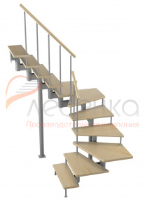 Модульная лестница Спринт 225 2475-2585, Серый, Сосна, Крашеная