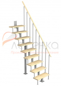 Модульная малогабаритная лестница Линия 2025-2250, Серый, Сосна, Крашеная