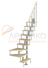 Модульная малогабаритная лестница Компакт 2025-2250, Серый, Сосна, Крашеная