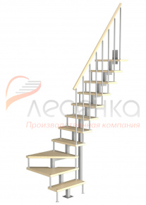 Модульная малогабаритная лестница Компакт 2475-2700, Серый, Сосна, Крашеная