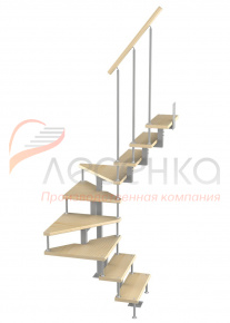 Модульная малогабаритная лестница Эксклюзив 2025-2250, Серый, Сосна, Крашеная